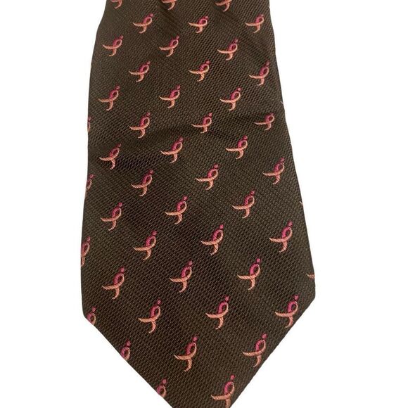 Susan G. Komen Knots For Home Gray and Pink Ribbon Silk  Necktie - Picture 2 of 8